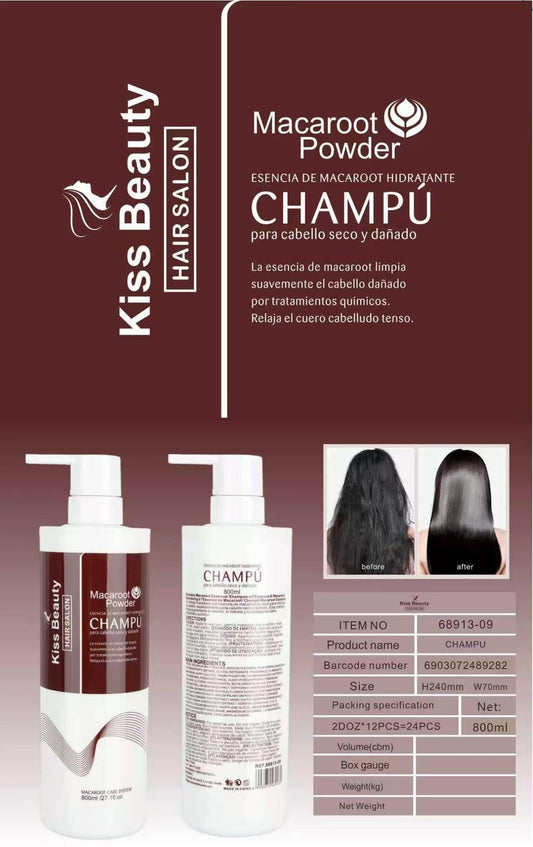 CHAMPU ESENCIA DE MACAROOT HIDRATANTE 800ML. KISS BEAUTY