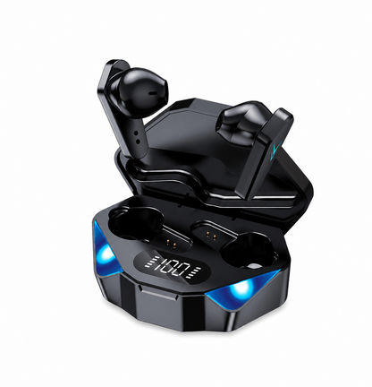 Auriculares Inalámbricos Gaming con Estuche LED y Pantalla
